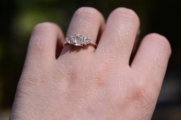 Unique One of a Kind Raw Diamond Engagement Ring Size 8 Rough Natural Di… - Picture 3 of 6